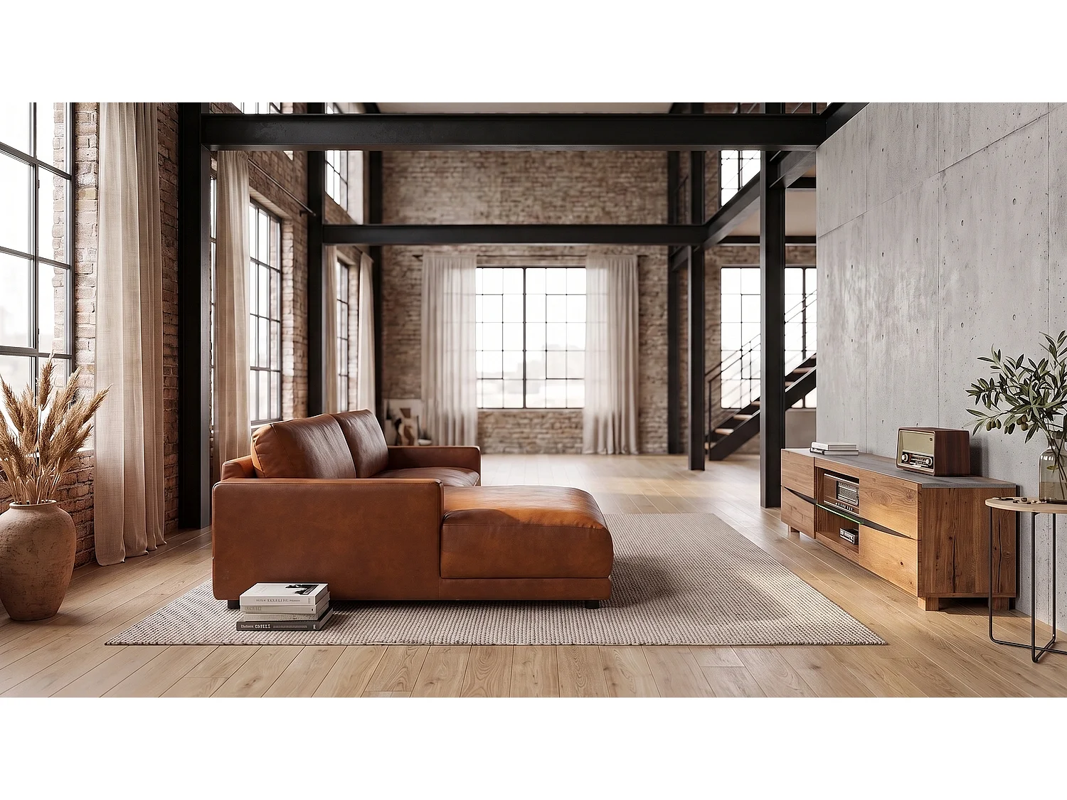 Ecksofa - Braun Lederfaserstoff - MARLIN