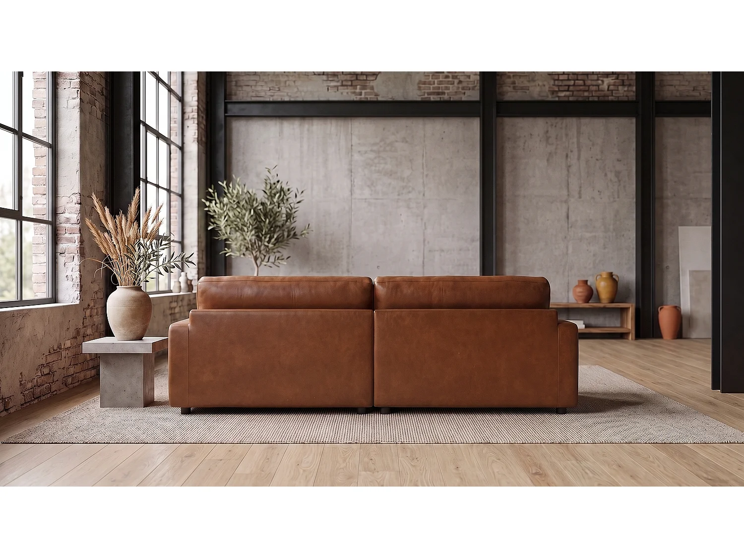 Ecksofa - Braun Lederfaserstoff - MARLIN