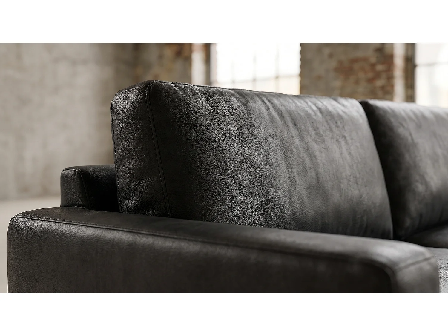 Canapé extra large - Noir tissu en fibres de cuir - MARLIN