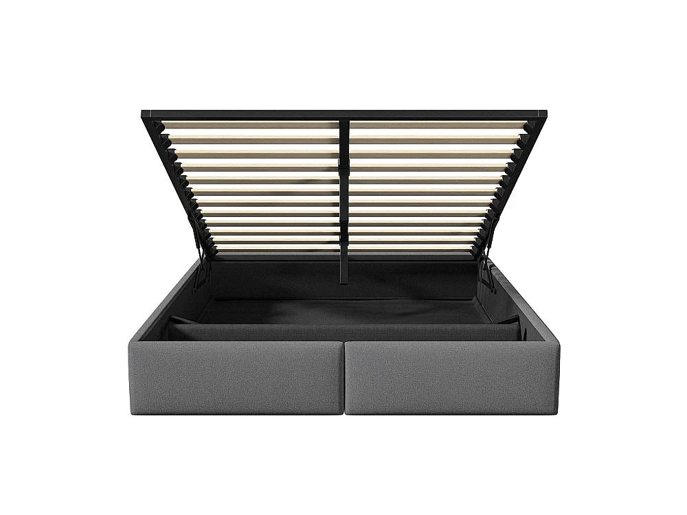 Cadre de lit de rangement rembourré 160×200 cm - Lit ottoman sans tête - Lit double ascenseur hydraulique avec 2 tiroirs latéraux - Linge de maison - Gris foncé