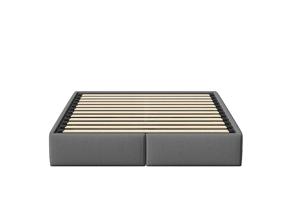 Cadre de lit de rangement rembourré 160×200 cm - Lit ottoman sans tête - Lit double ascenseur hydraulique avec 2 tiroirs latéraux - Linge de maison - Gris foncé