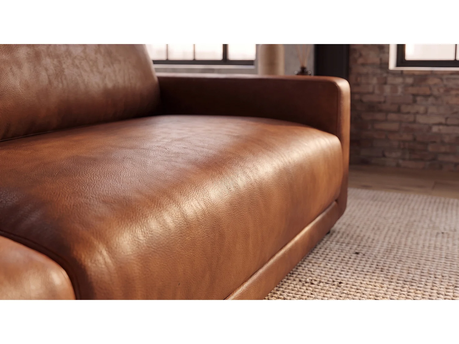 Canapé - marron tissu en fibres de cuir - MARLIN