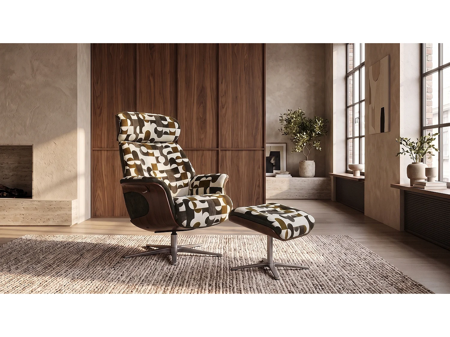 Poltrona relax - marrone tessuto intrecciato - TOSAR