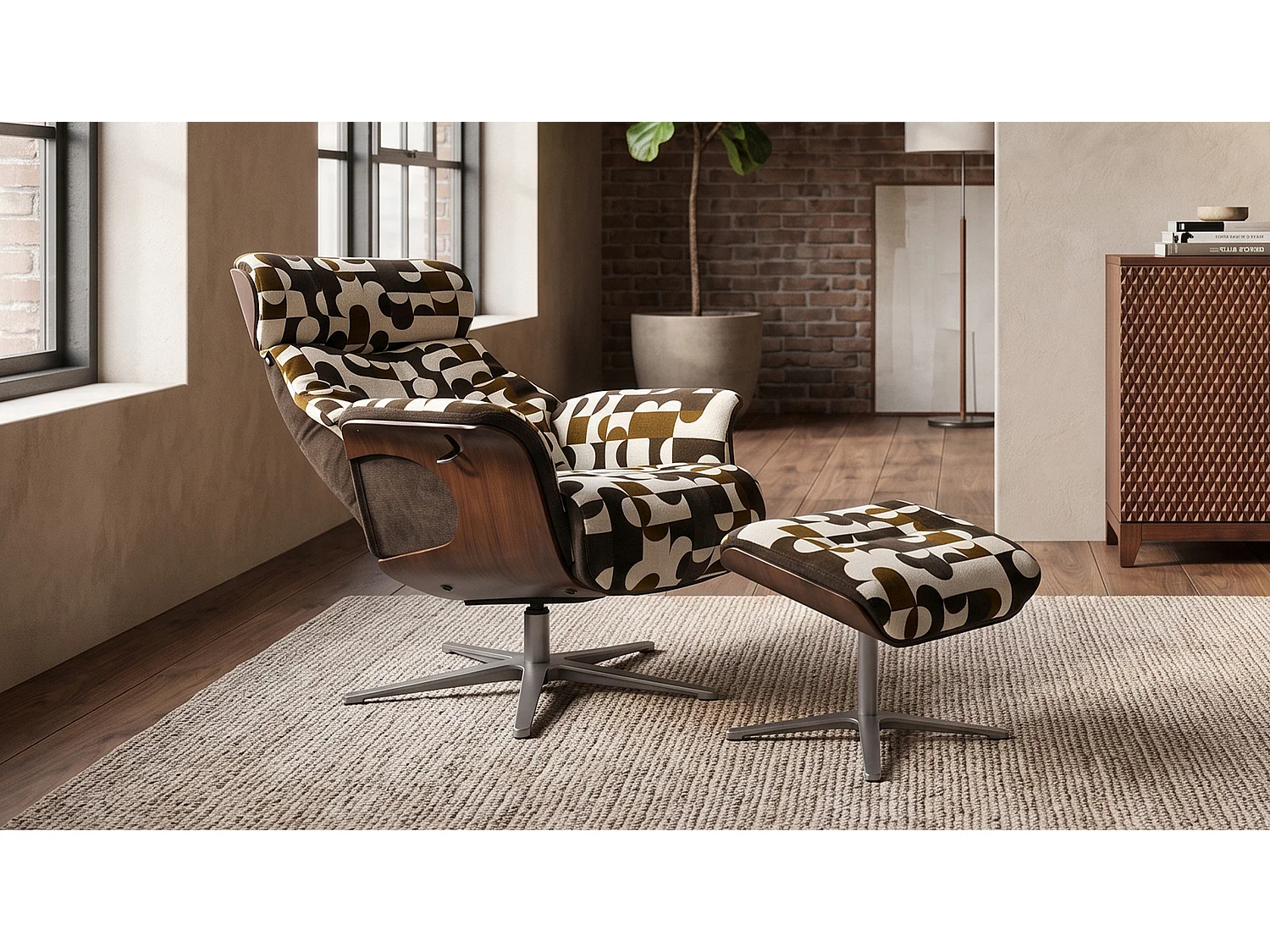 Poltrona relax - marrone tessuto intrecciato - TOSAR