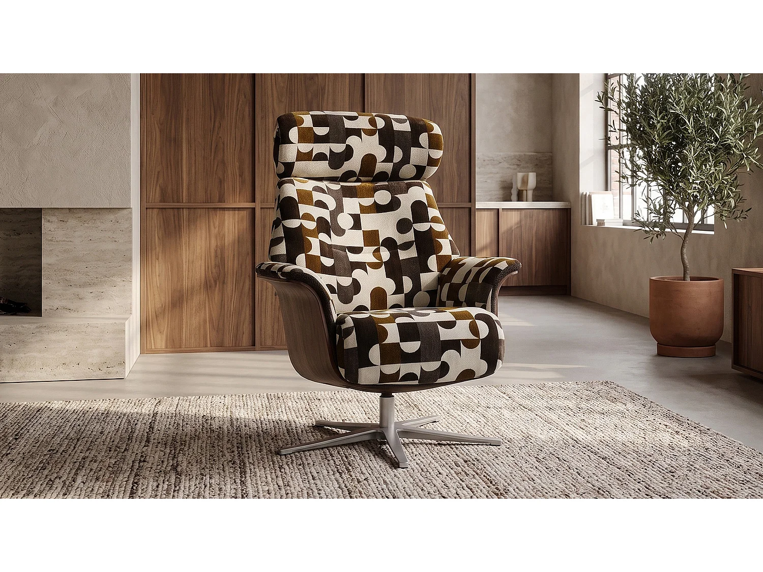 Poltrona relax - marrone tessuto intrecciato - TOSAR