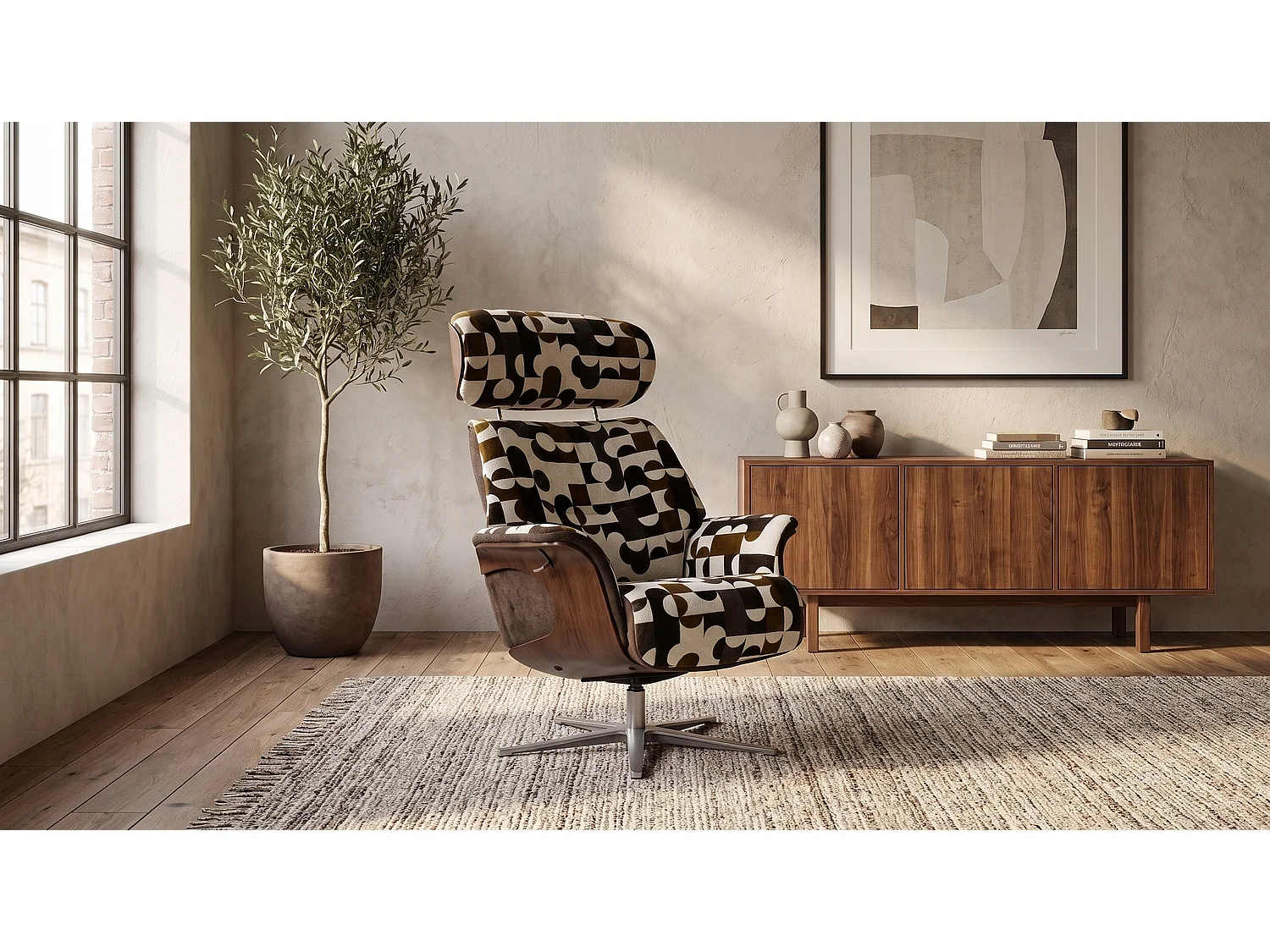 Poltrona relax - marrone tessuto intrecciato - TOSAR