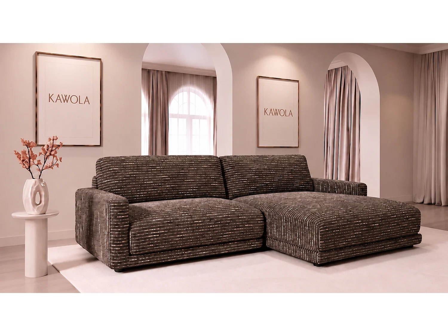 Ecksofa - Braun Flachgewebe - MARLIN