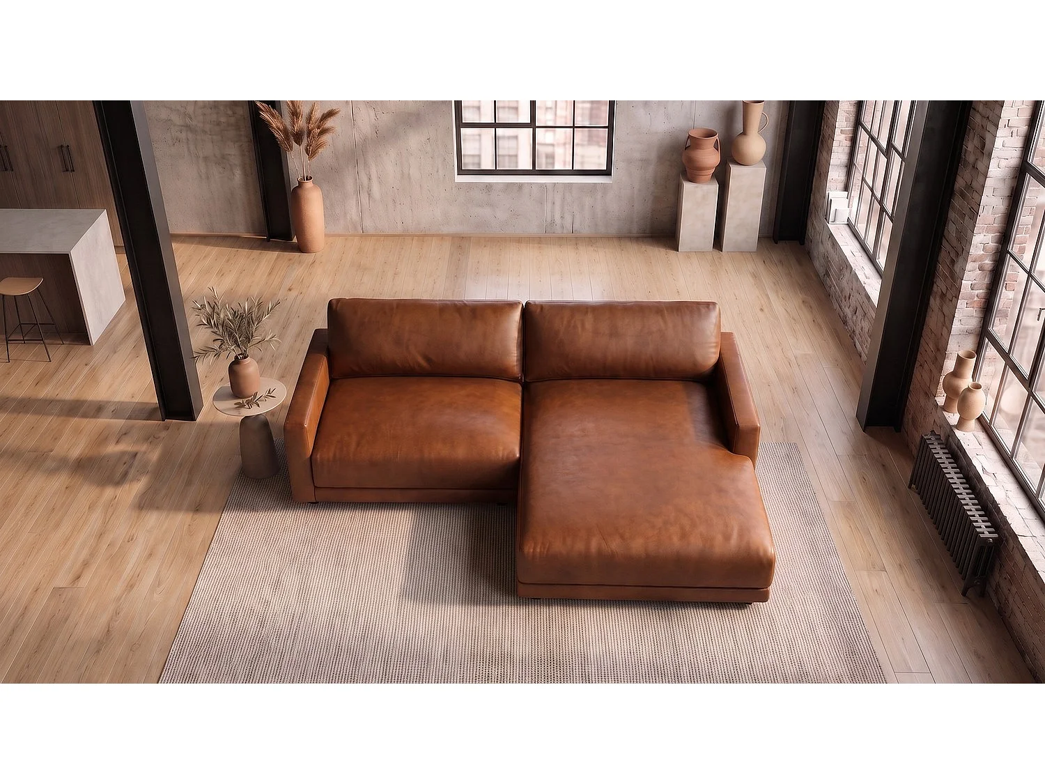 Ecksofa - Braun Lederfaserstoff - MARLIN