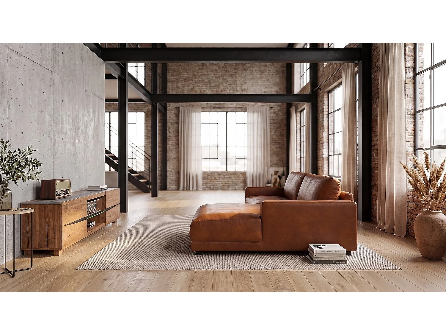 Ecksofa - Braun Lederfaserstoff - MARLIN