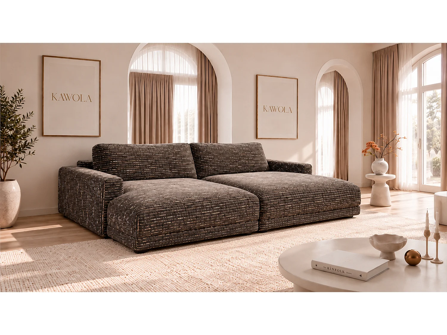 Canapé extra large - marron tissage plat - MARLIN