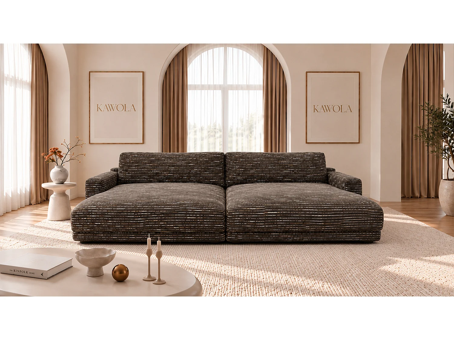 Canapé extra large - marron tissage plat - MARLIN