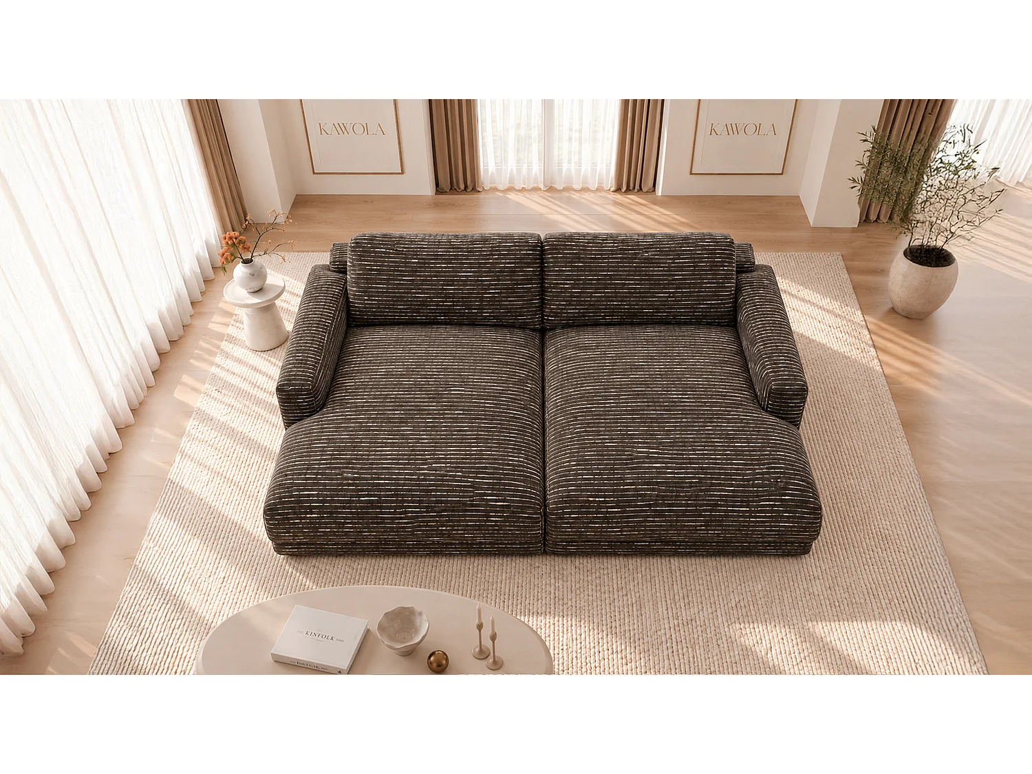 Canapé extra large - marron tissage plat - MARLIN
