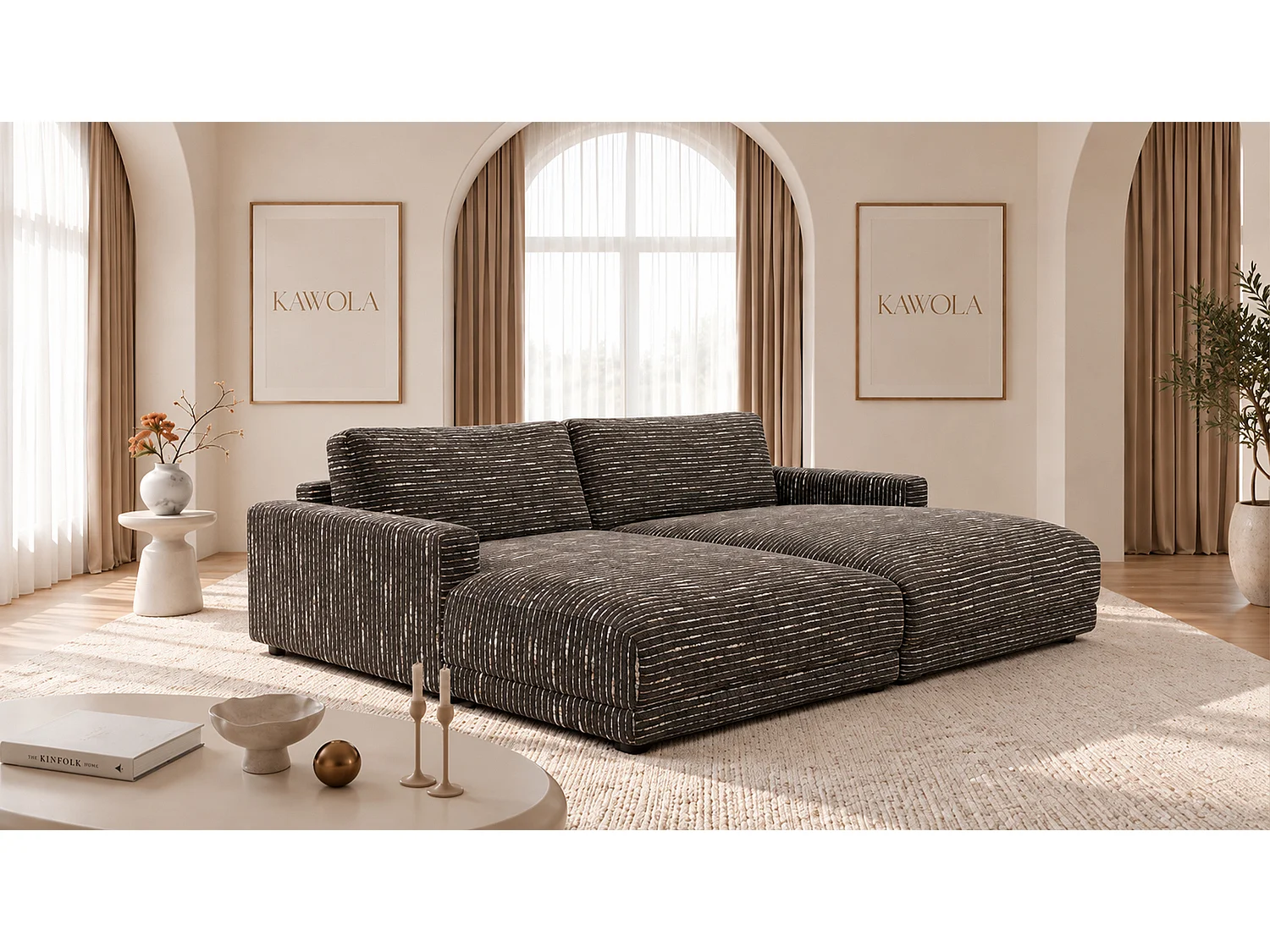 Canapé extra large - marron tissage plat - MARLIN