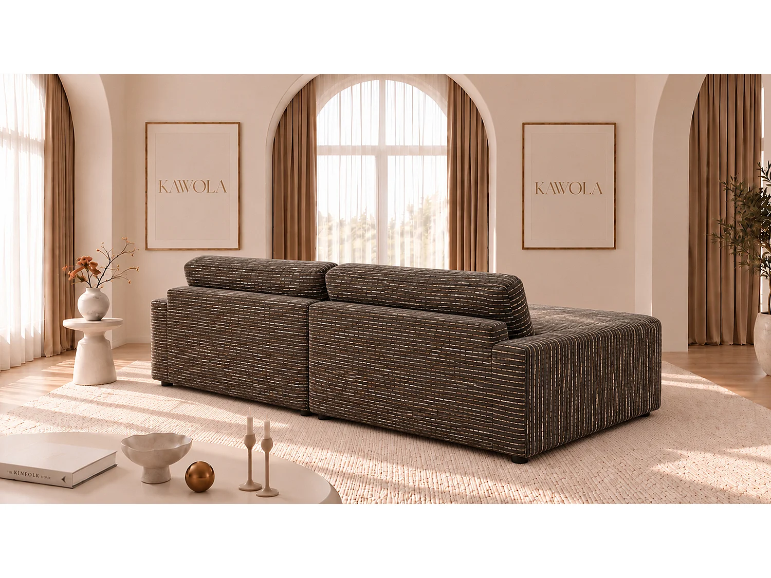 Canapé extra large - marron tissage plat - MARLIN