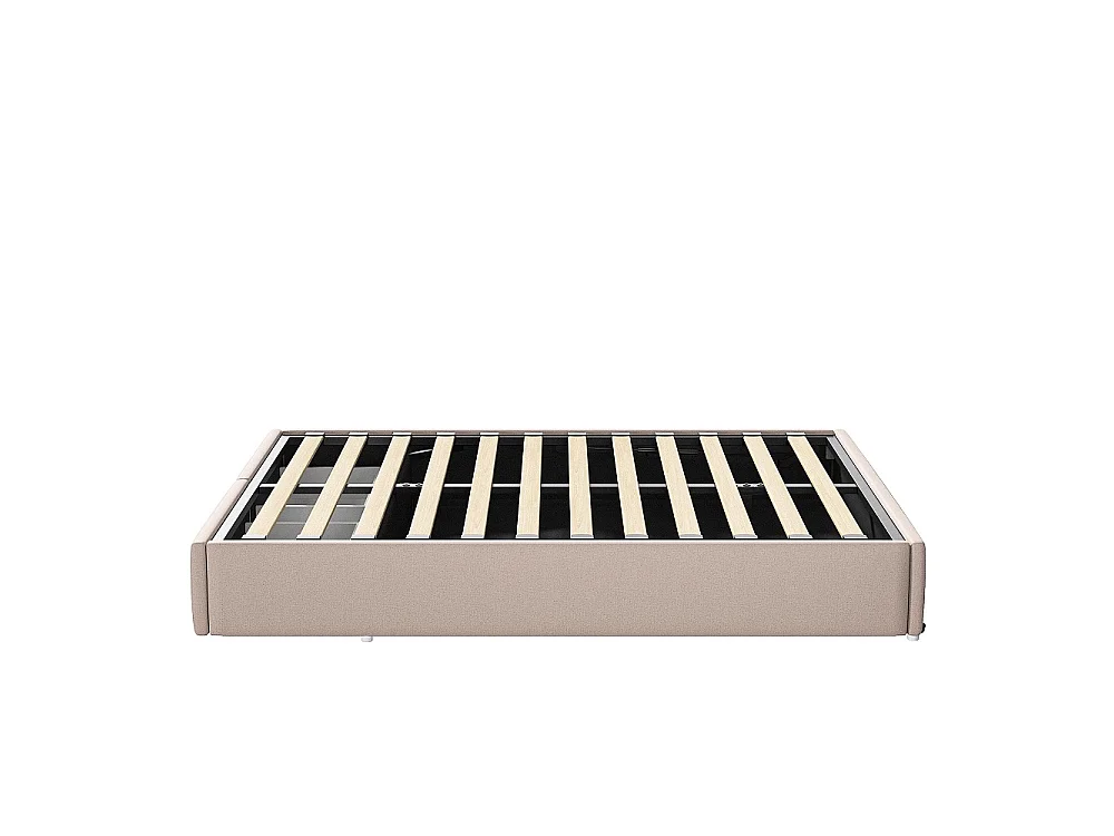 Gestoffeerd Opbergbed Frame 160×200cm - geen hoofdeinde Ottoman Bed-Hydraulische Lift Up tweepersoonsbed met 2 zijladen-Houten Lattensteun - linnen-Beige