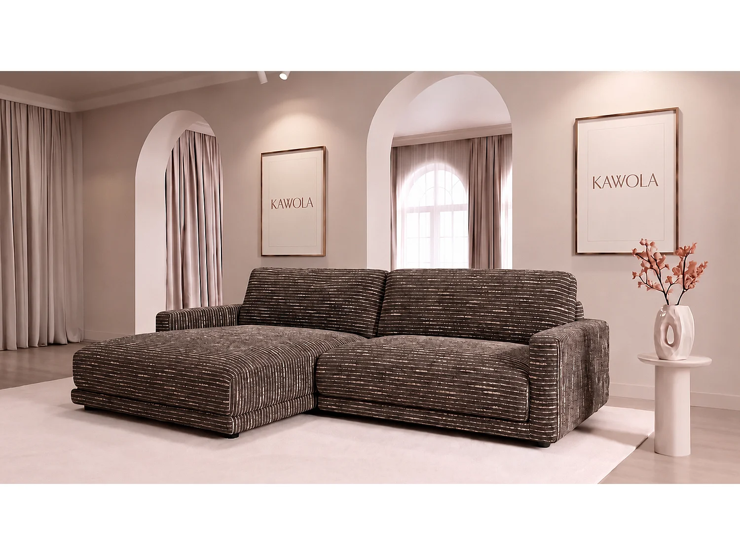 Ecksofa - Braun Flachgewebe - MARLIN