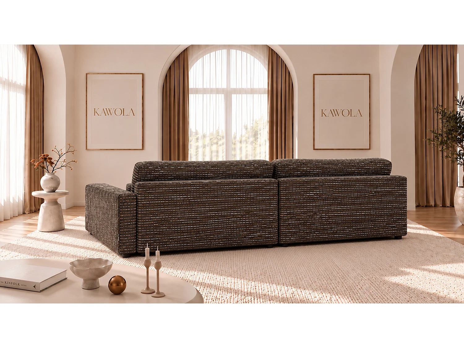 Ecksofa - Braun Flachgewebe - MARLIN