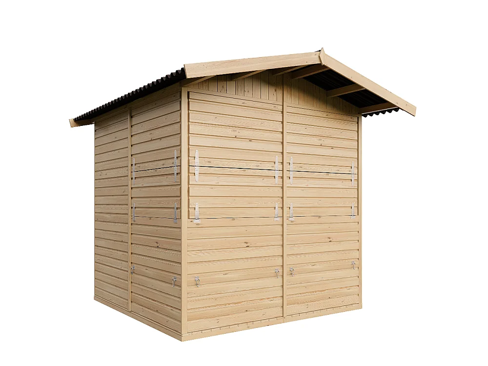 Drewniany kiosk handlowy - 4 m² - 263x253xH232 cm - z 4 oknami sprzedażowymi - M149B