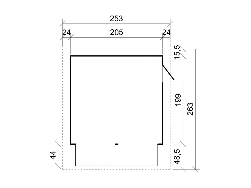 Drewniany kiosk handlowy - 4 m² - 263x253xH232 cm - z 4 oknami sprzedażowymi - M149B