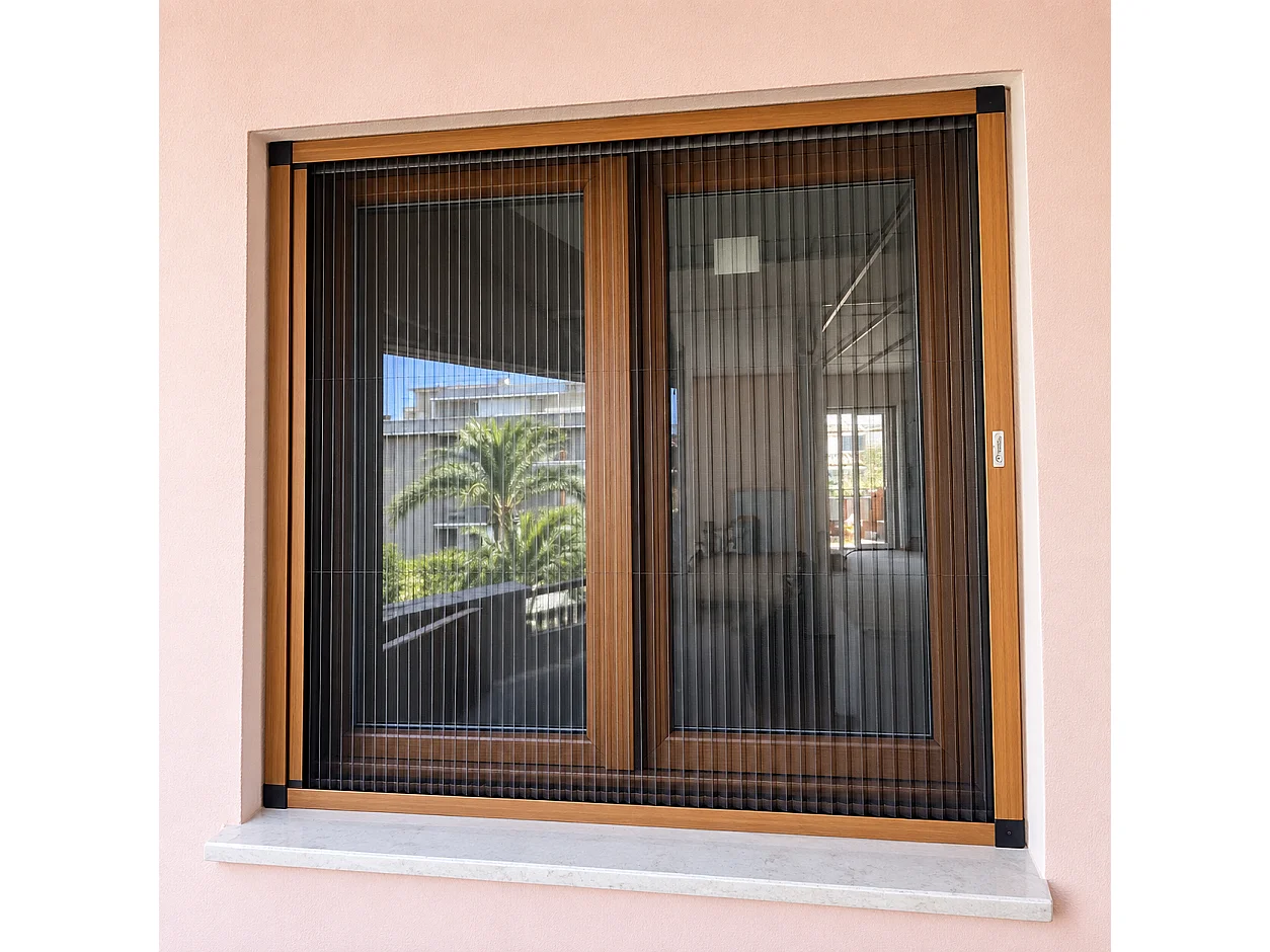 Zanzariera plissettata per finestra 70x140x4 cm Telaio Bianco S4