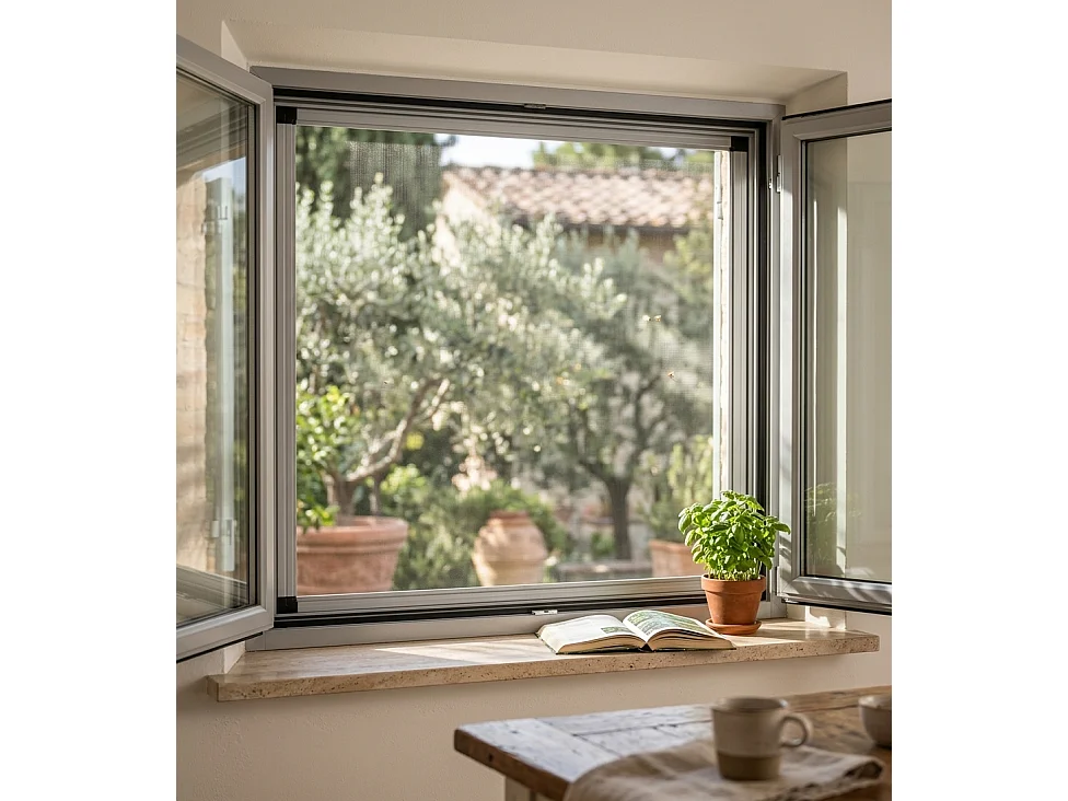 Zanzariera fissa per finestra 70x140x4 cm Telaio Bianco F4