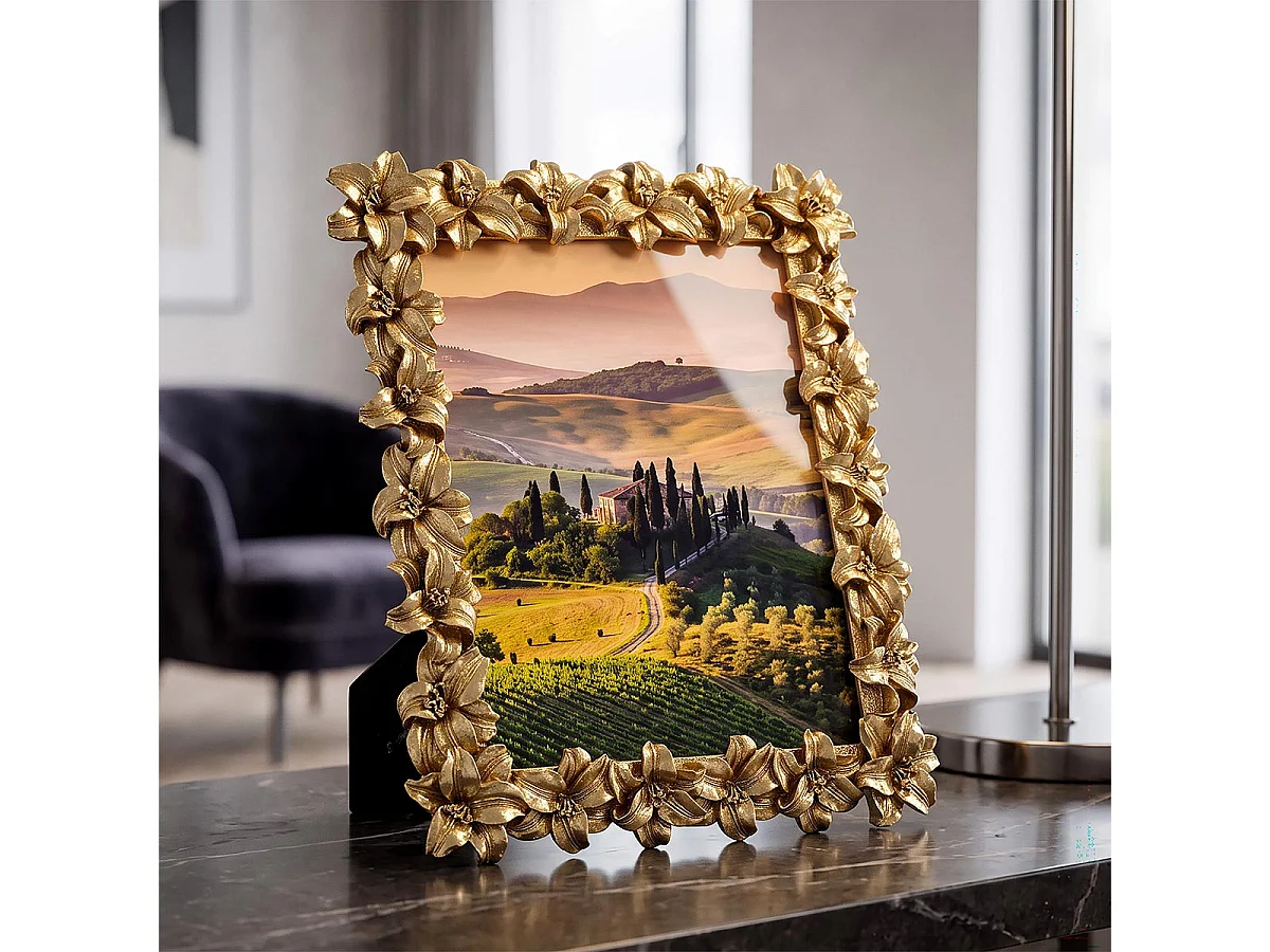 Cadre Photo Fleurs de Lys "Giglio" 20x25cm Or