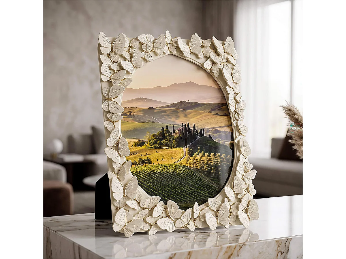 Cadre Photo Papillons "Farfalla" 20x25cm Crème
