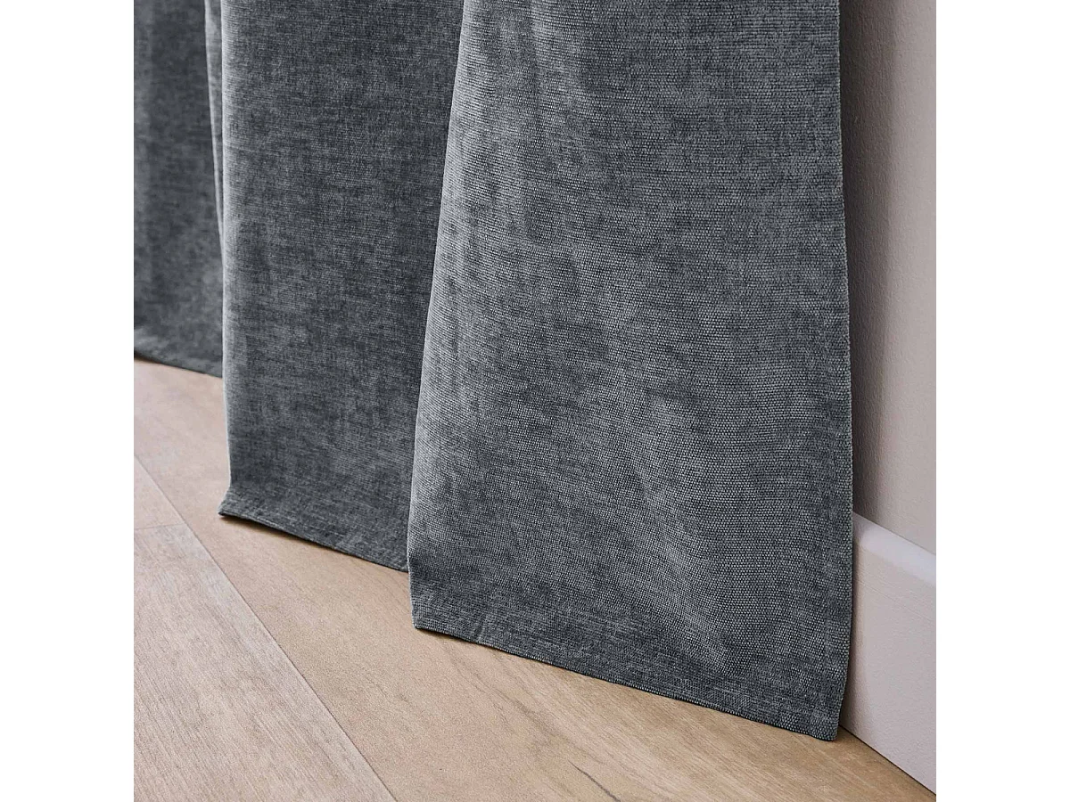 Rideau Occultant en Velours "Velouris" 135x260cm Anthracite