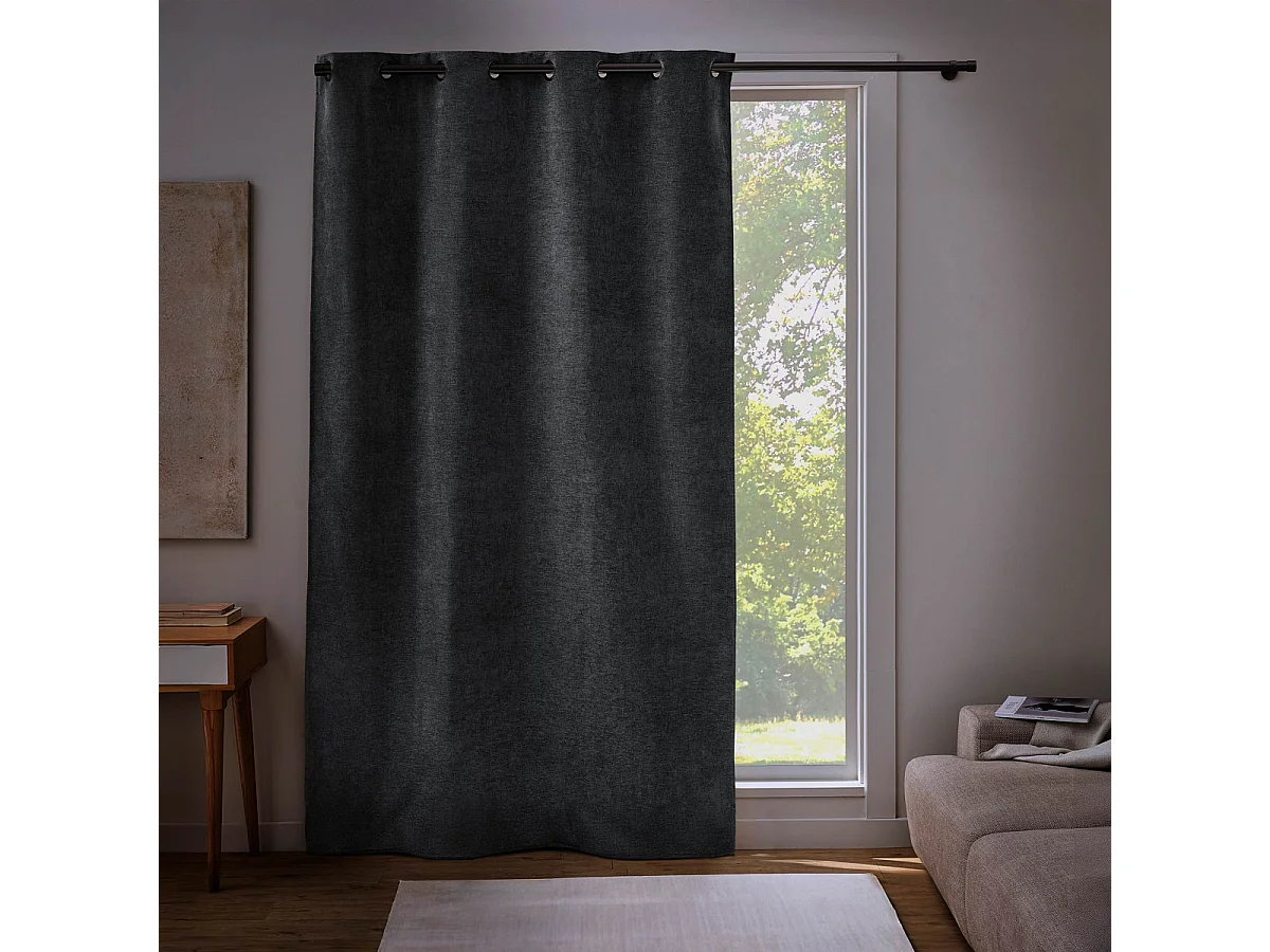 Rideau Occultant en Velours "Velouris" 135x260cm Anthracite