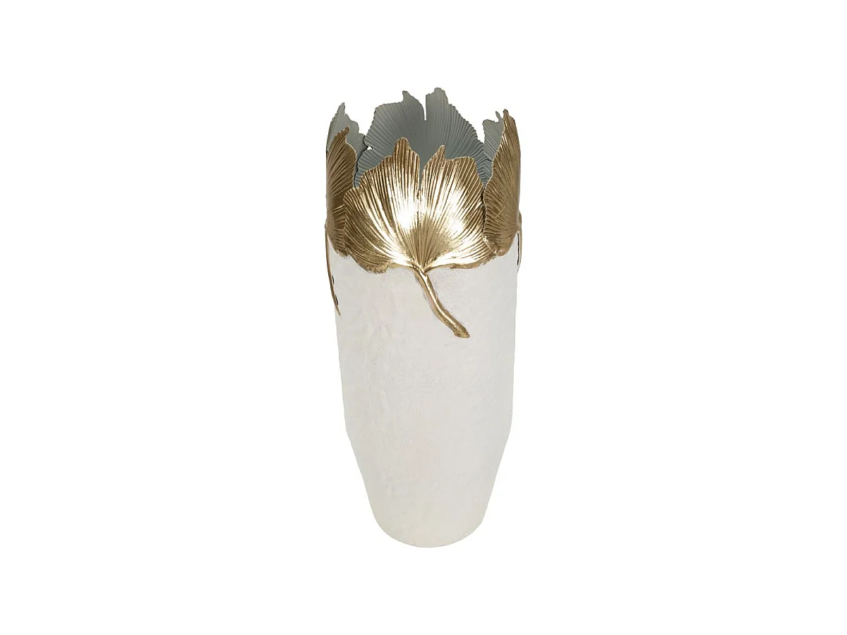Vase Déco en Métal "Aurrea" 47cm Blanc & Or