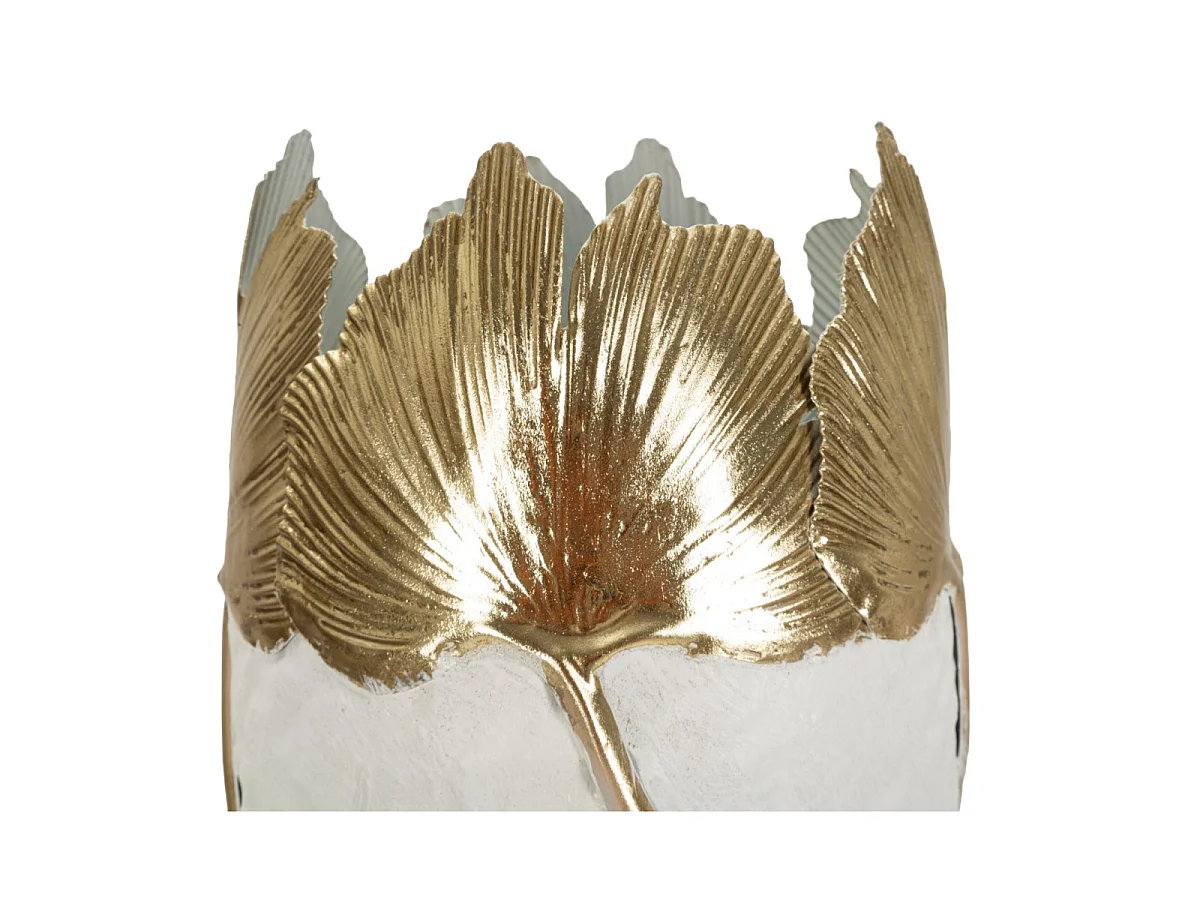 Vase Déco en Métal "Aurrea" 47cm Blanc & Or