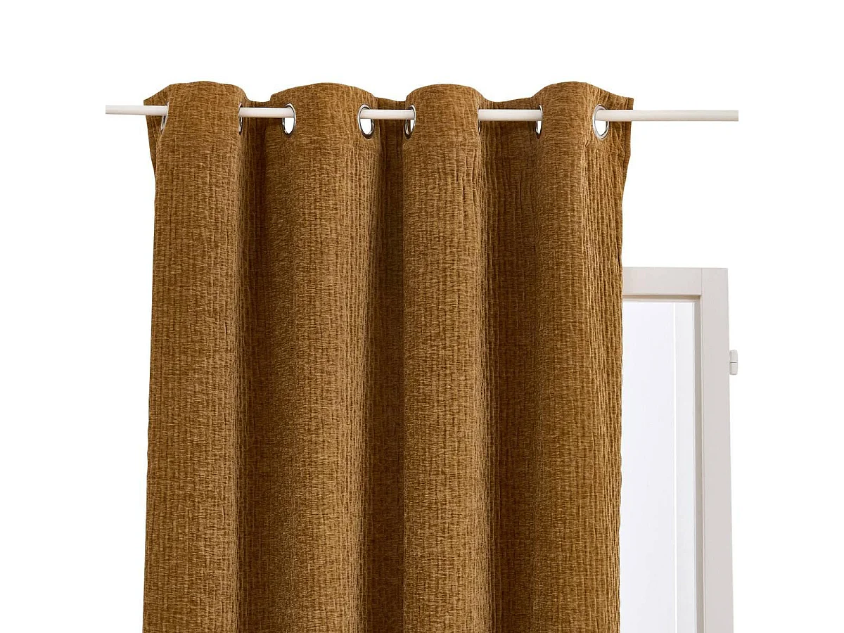 Rideau Chenille à Œillets "Fran" 140x260cm Ocre