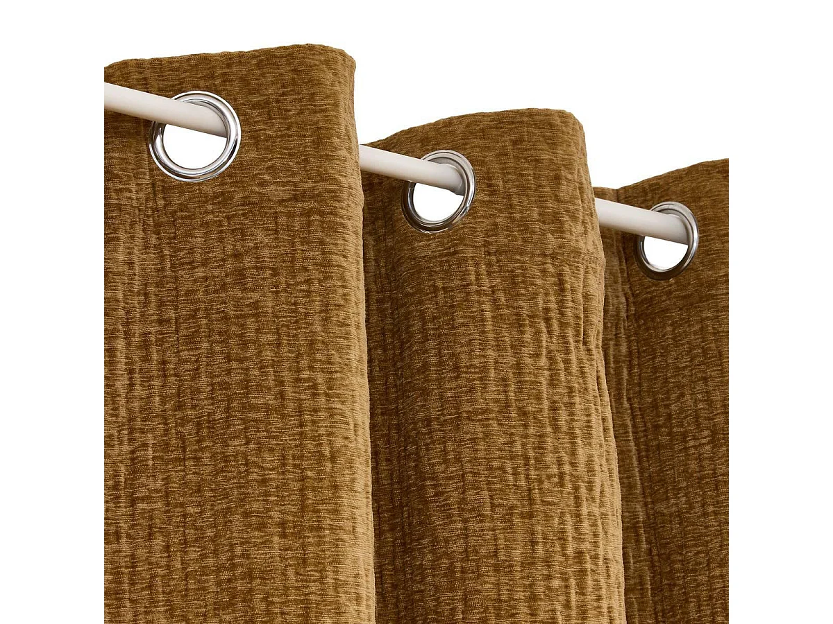 Rideau Chenille à Œillets "Fran" 140x260cm Ocre