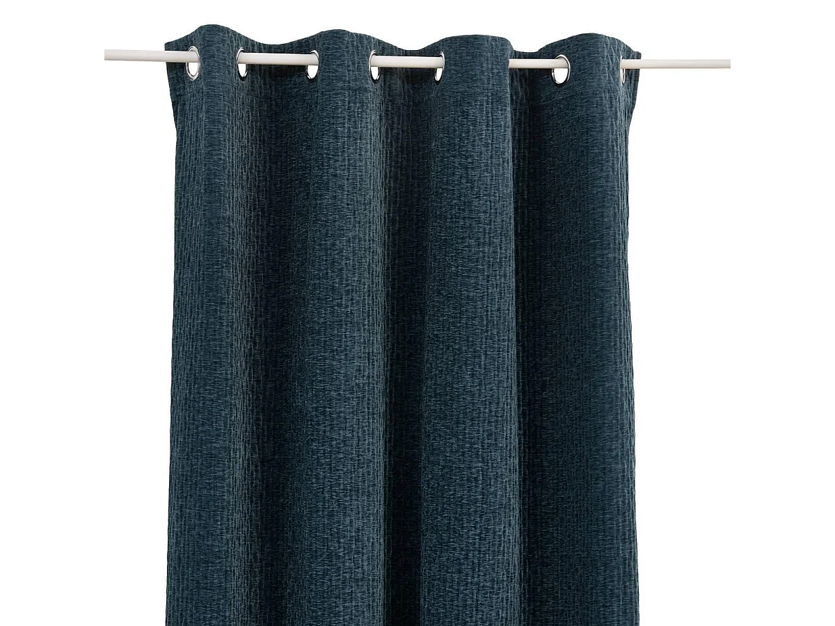 Rideau Chenille à Œillets "Fran" 140x260cm Bleu Egéen
