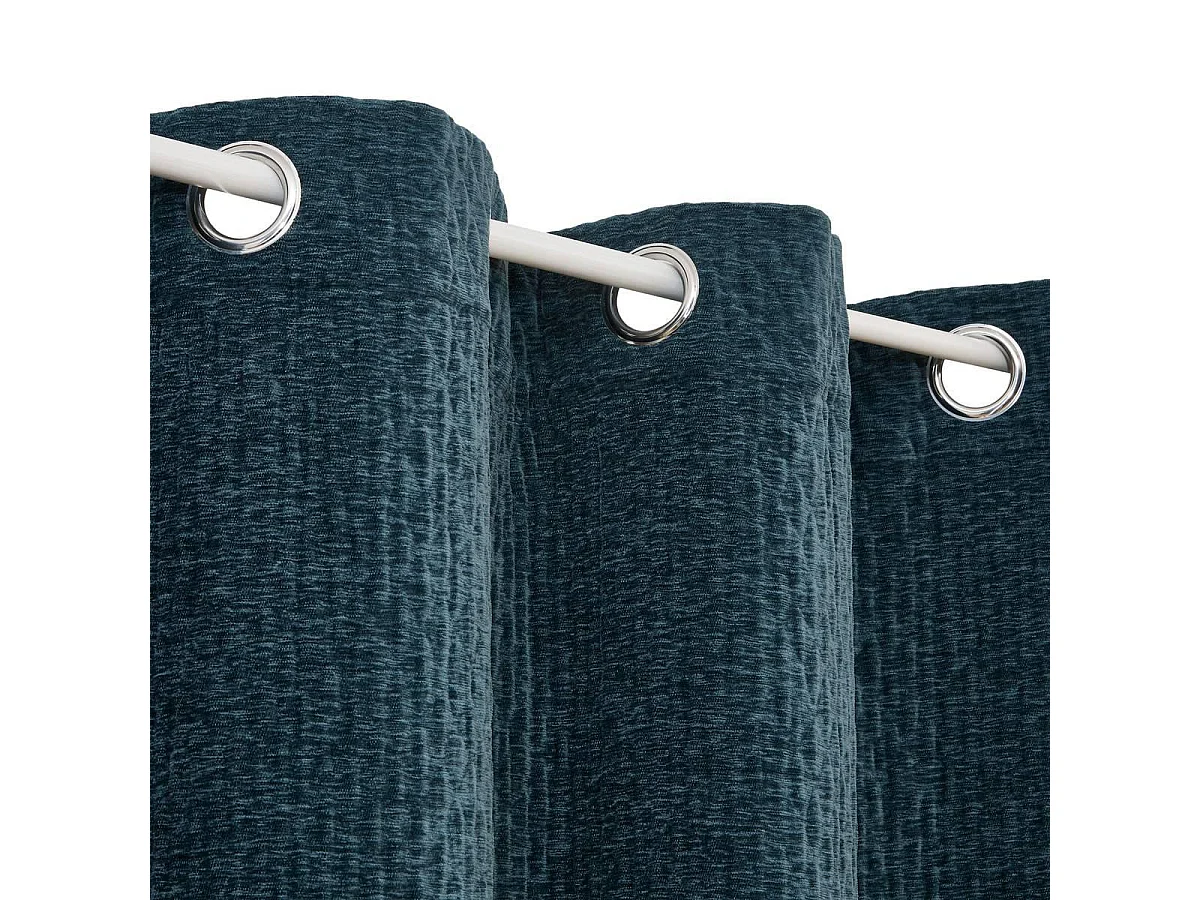 Rideau Chenille à Œillets "Fran" 140x260cm Bleu Egéen