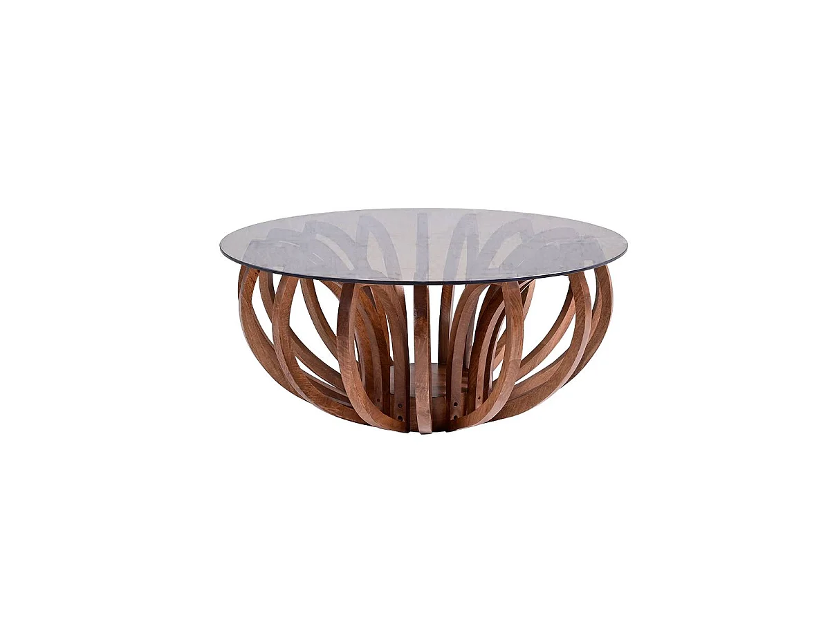 Table basse en bois de manguier et verre Araceli
