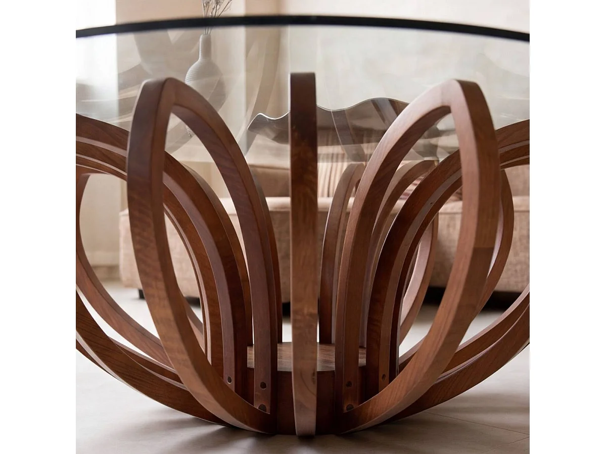 Table basse en bois de manguier et verre Araceli