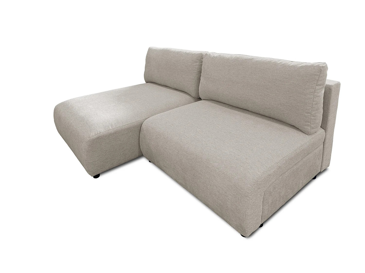 Canapé d’angle avec fonction couchage, coffre de rangement et zone de confort extra profonde en tissu structuré de haute qualité SORA