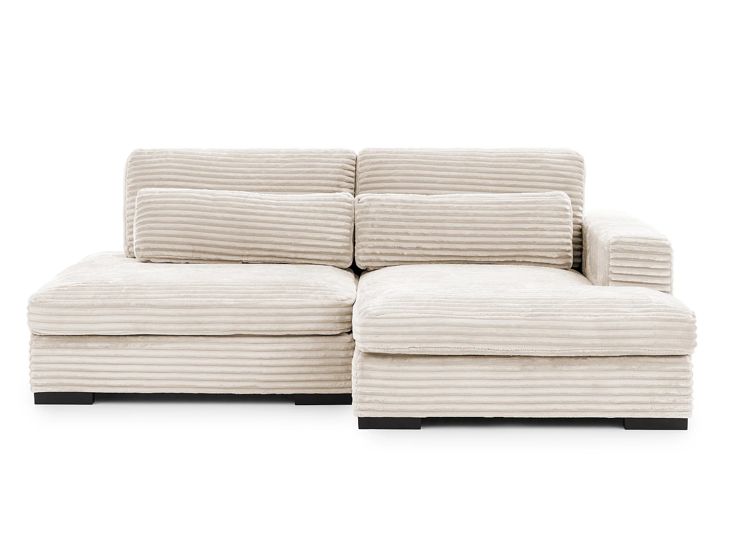 Canapé d’angle avec assise profonde, fonction couchage et pratique coffre de rangement, en tissu côtelé doux WOLKE