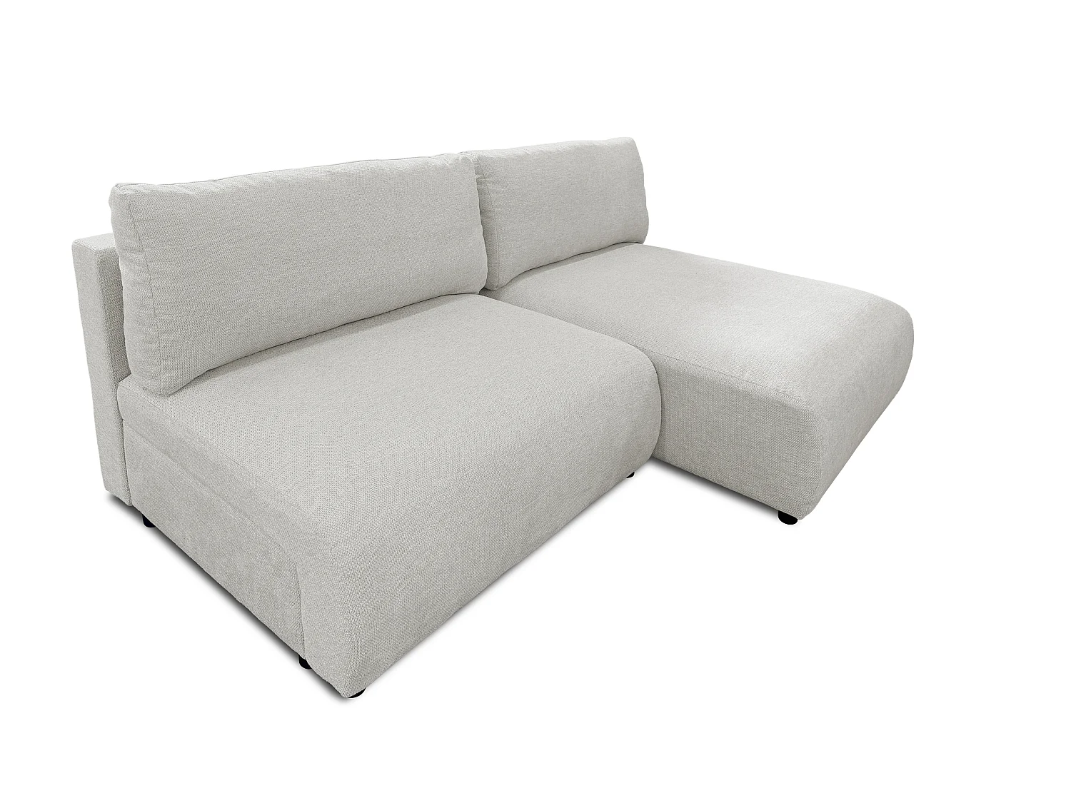 Canapé d’angle avec fonction couchage, coffre de rangement et zone de confort extra profonde en tissu structuré de haute qualité SORA
