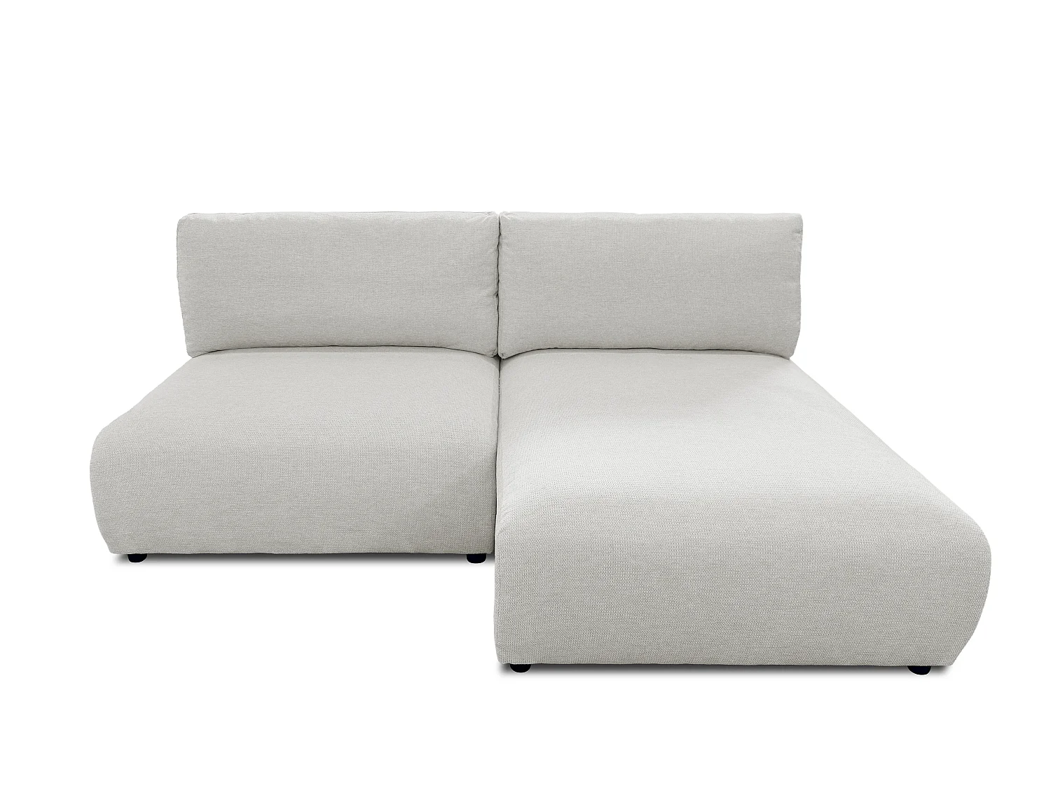 Canapé d’angle avec fonction couchage, coffre de rangement et zone de confort extra profonde en tissu structuré de haute qualité SORA