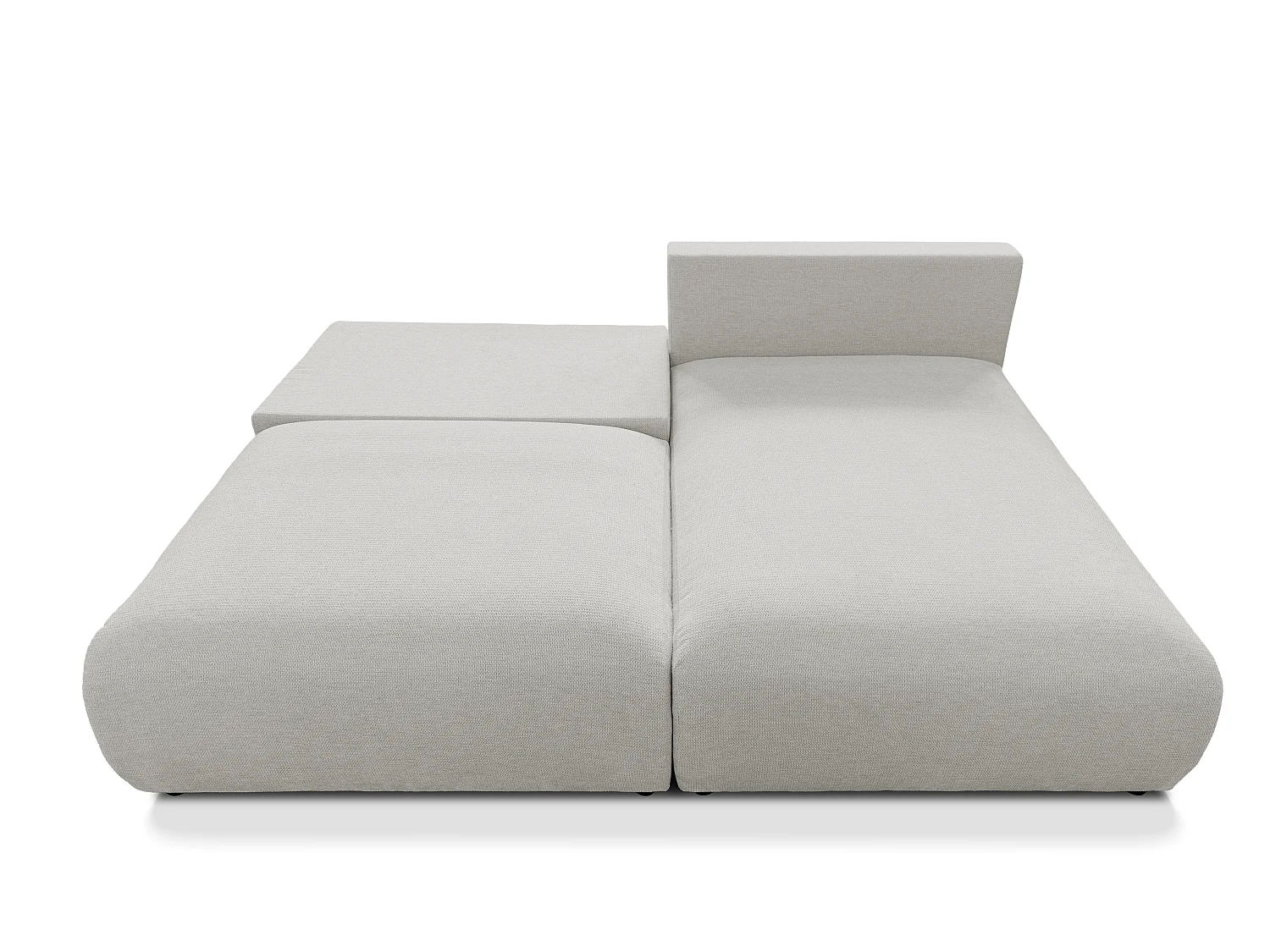 Canapé d’angle avec fonction couchage, coffre de rangement et zone de confort extra profonde en tissu structuré de haute qualité SORA
