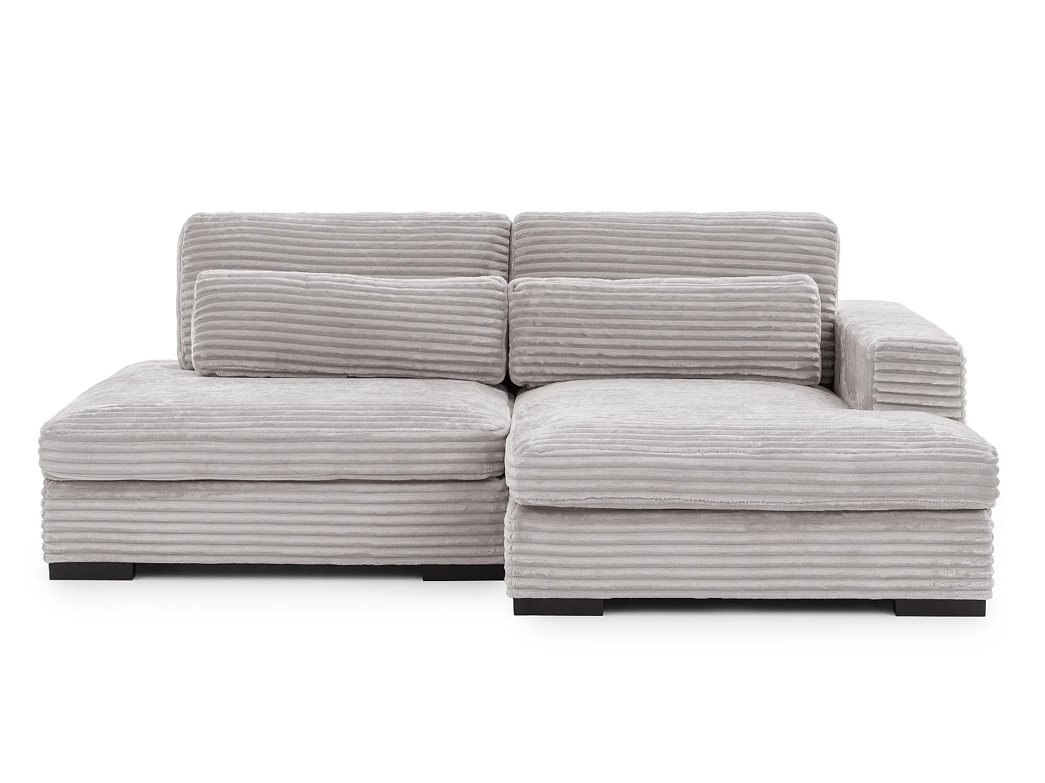 Canapé d’angle avec assise profonde, fonction couchage et pratique coffre de rangement, en tissu côtelé doux WOLKE