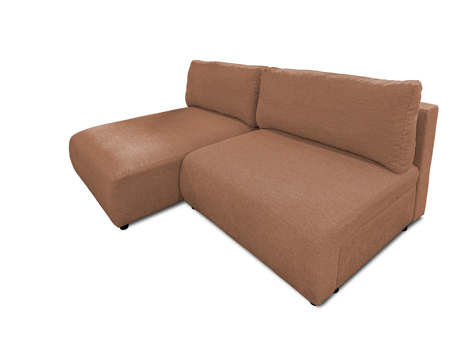 Canapé d’angle avec fonction couchage, coffre de rangement et zone de confort extra profonde en tissu structuré de haute qualité SORA