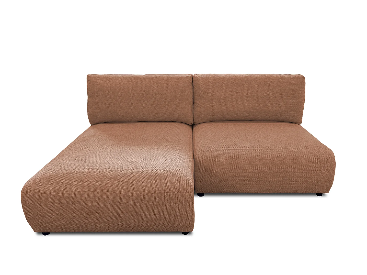 Canapé d’angle avec fonction couchage, coffre de rangement et zone de confort extra profonde en tissu structuré de haute qualité SORA