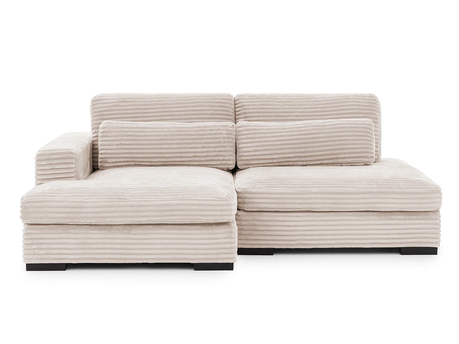 Canapé d’angle avec assise profonde, fonction couchage et pratique coffre de rangement, en tissu côtelé doux WOLKE