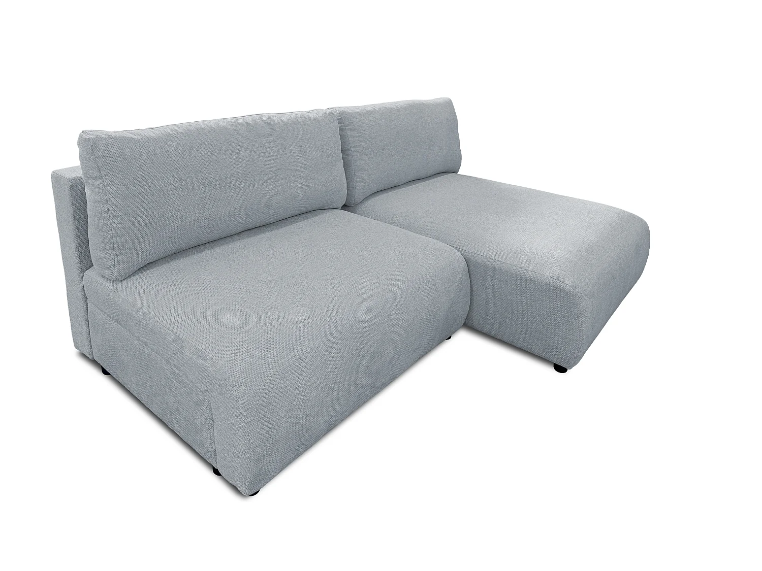 Canapé d’angle avec fonction couchage, coffre de rangement et zone de confort extra profonde en tissu structuré de haute qualité SORA