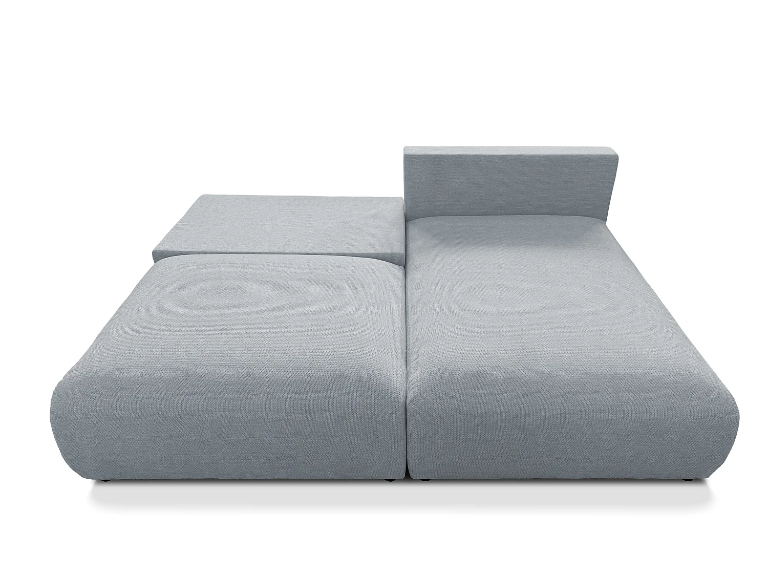 Canapé d’angle avec fonction couchage, coffre de rangement et zone de confort extra profonde en tissu structuré de haute qualité SORA