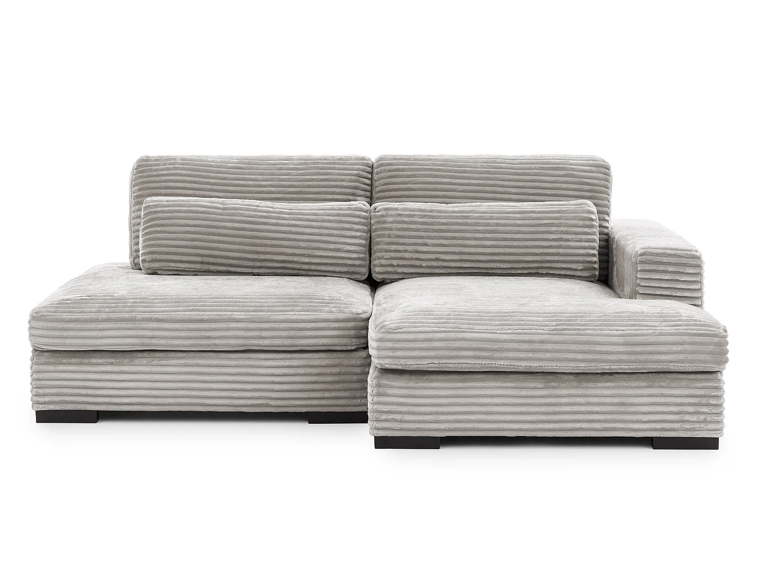 Canapé d’angle avec assise profonde, fonction couchage et pratique coffre de rangement, en tissu côtelé doux WOLKE