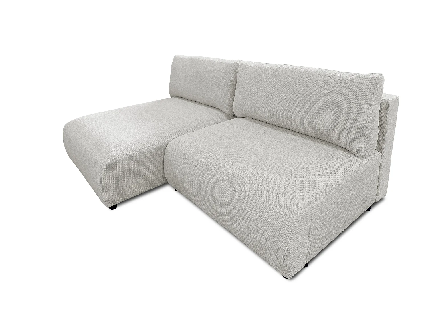 Canapé d’angle avec fonction couchage, coffre de rangement et zone de confort extra profonde en tissu structuré de haute qualité SORA